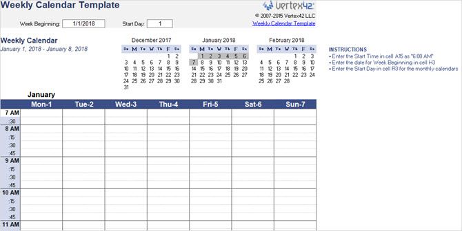 Weekly Calendar Template
