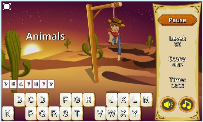 Free Online Word Games - Wild West Hangman