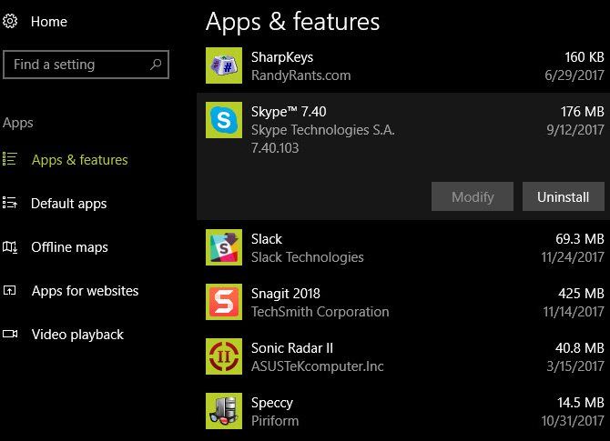 Uninstall Windows 10 Apps &amp; Features