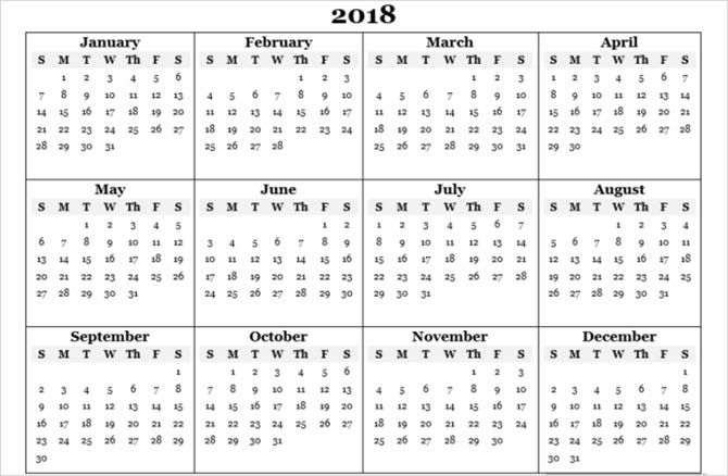 Yearly Calendar Template
