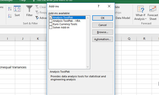 add statistics in excel for mac