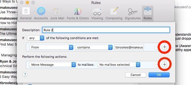 multiple conditions for apple mail rules