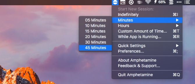 Amphetamine settings on macOS