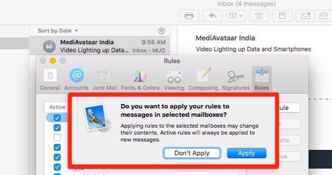 apply apple mail rules