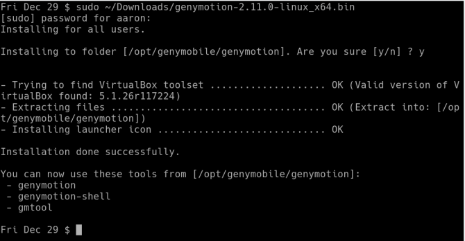 emulate linux genymotion installer1