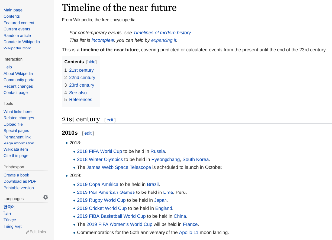 sites that predict timeline of humans and earth