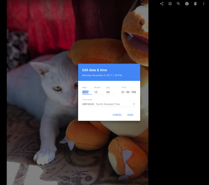 Editing date and time in Google Photos