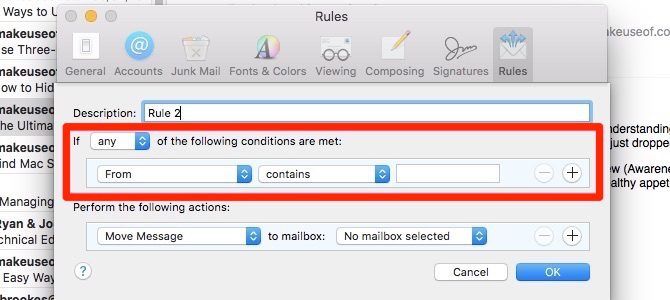 create apple mail rules