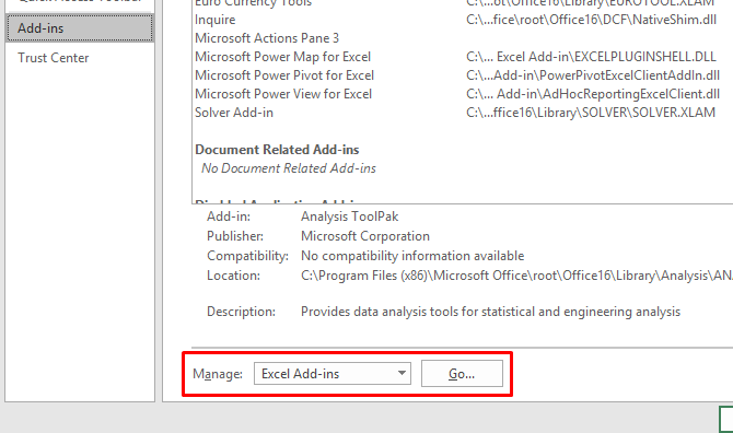 data analysis toolpak excel 2016 to calculate mean