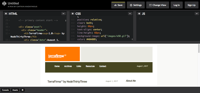 testing html code in a browser with CodePen