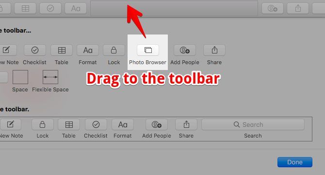 Customize Notes tool bar with right-click &gt; Customize Toolbar