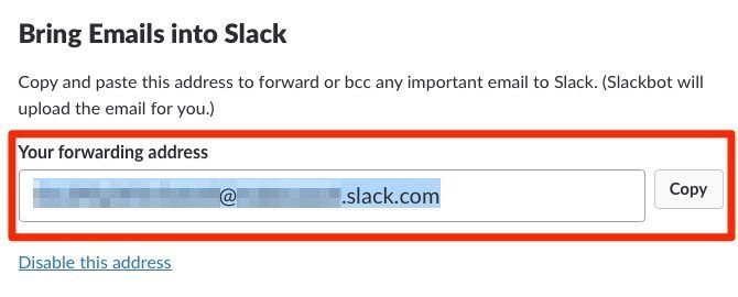 slack forwarding address