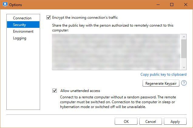 Remote Assistant security options