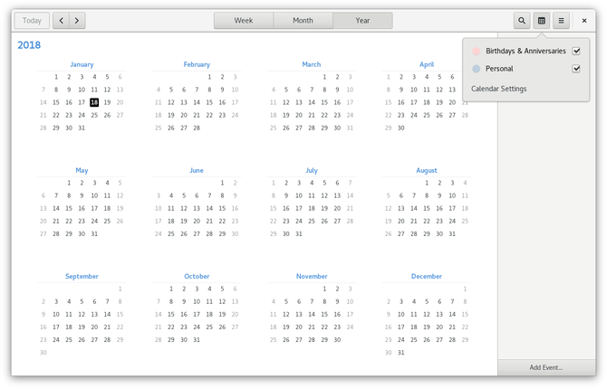 GNOME calendar app