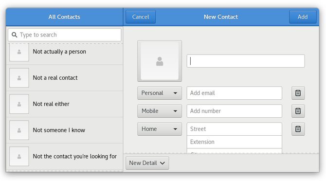 GNOME contacts app