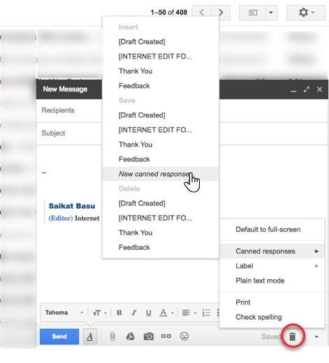 Gmail - Save and Insert Canned Responses