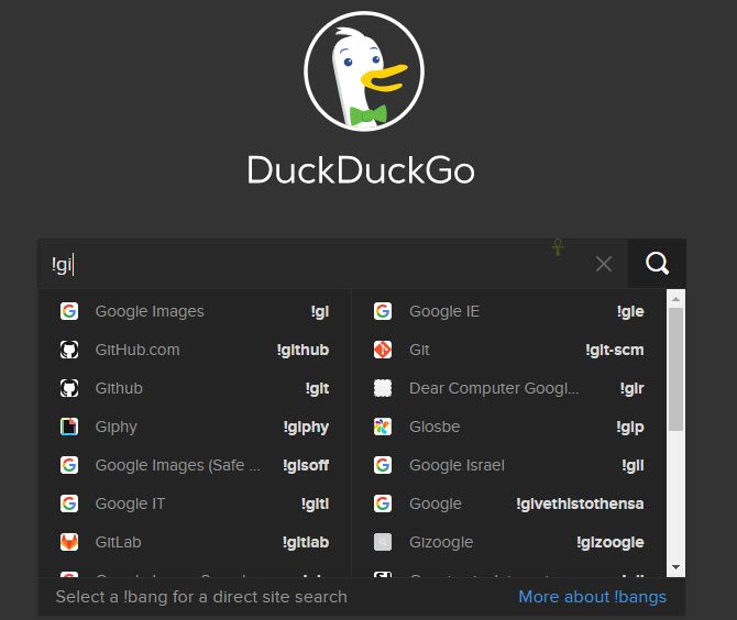 List of DuckDuckGo !bangs
