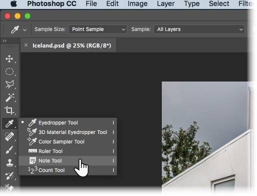 how to use the photoshop notes tool to