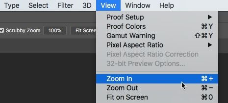 zoom keys on mac for photoshop