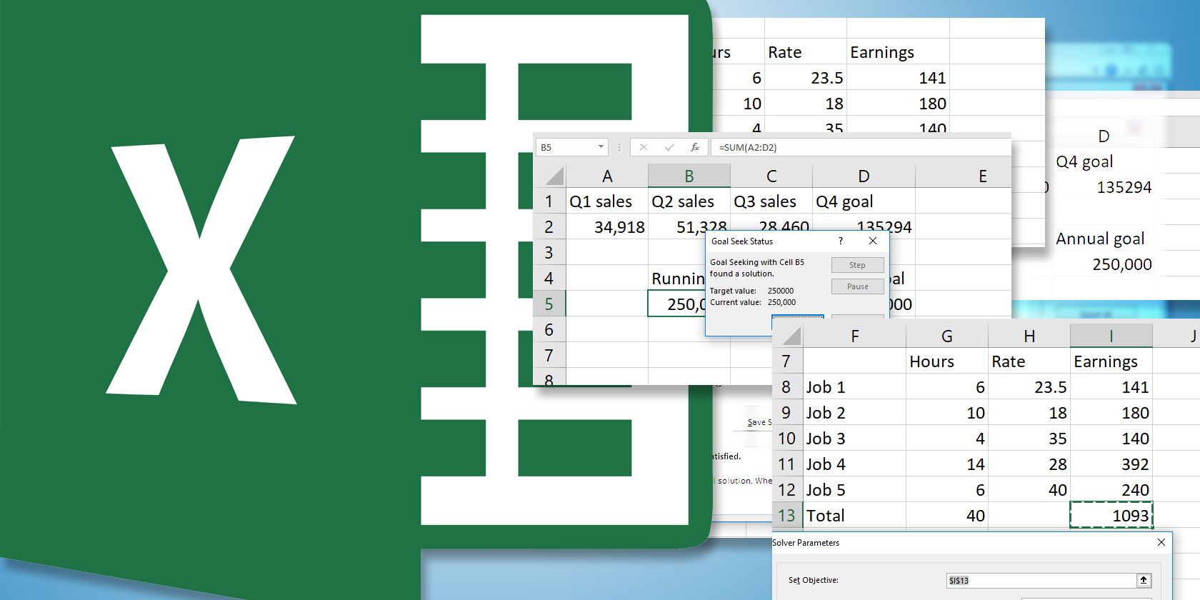 excel goal seek solver method in use