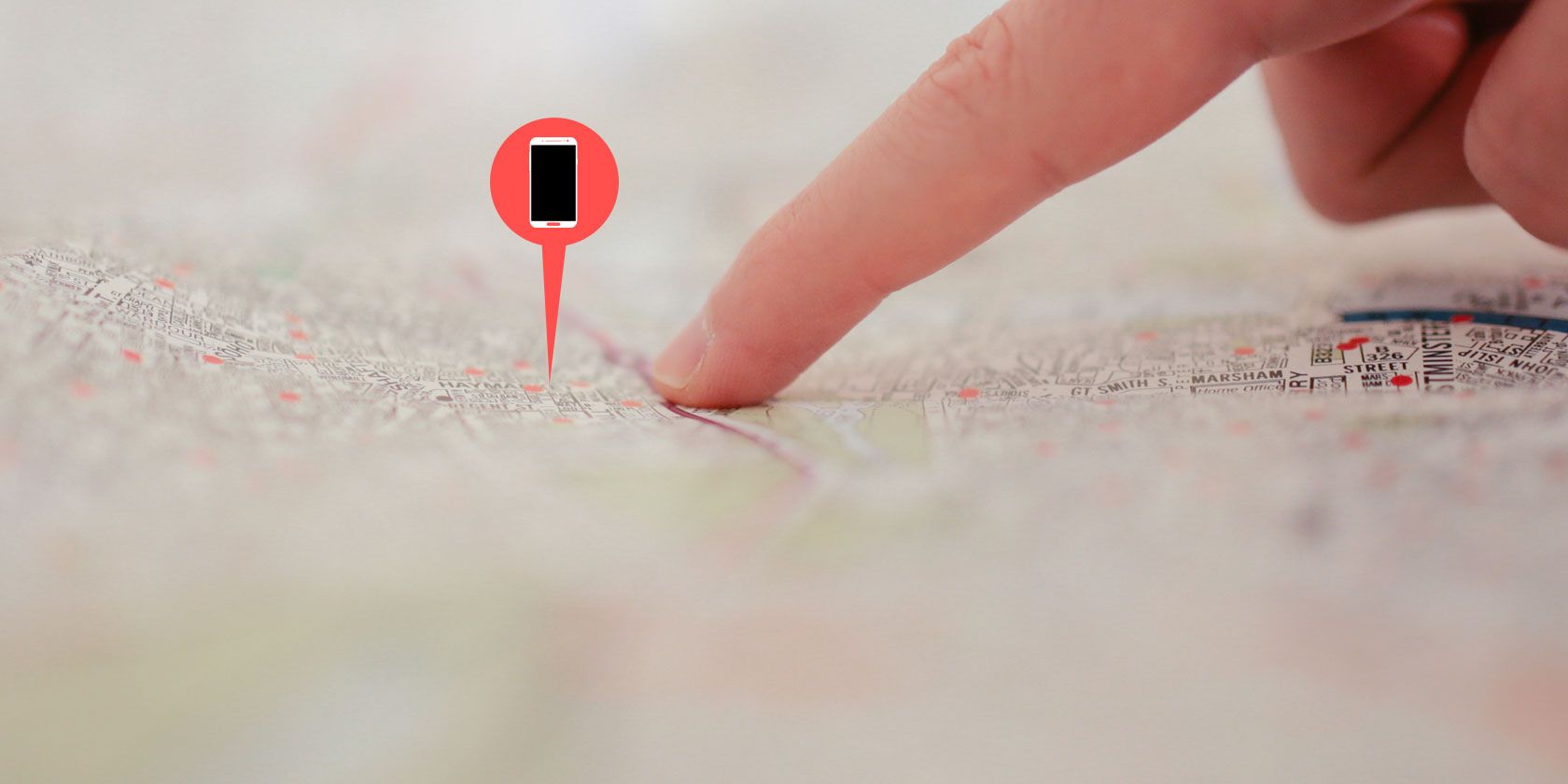 Lost smartphone pinned on a map