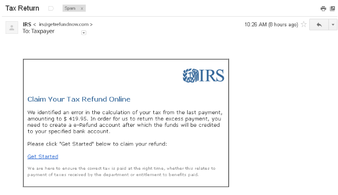 irs refund scam email