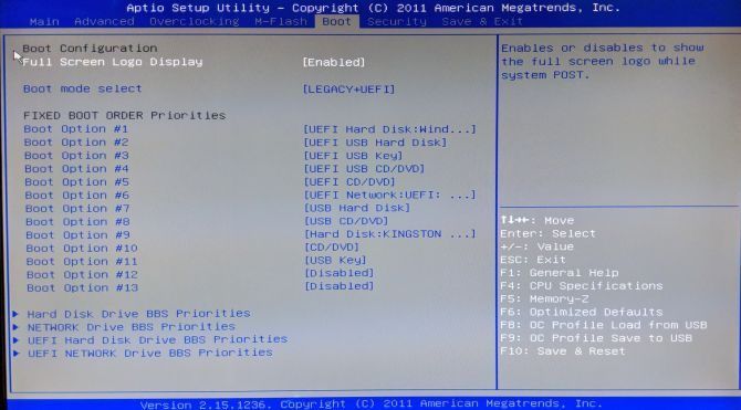 BIOS screen