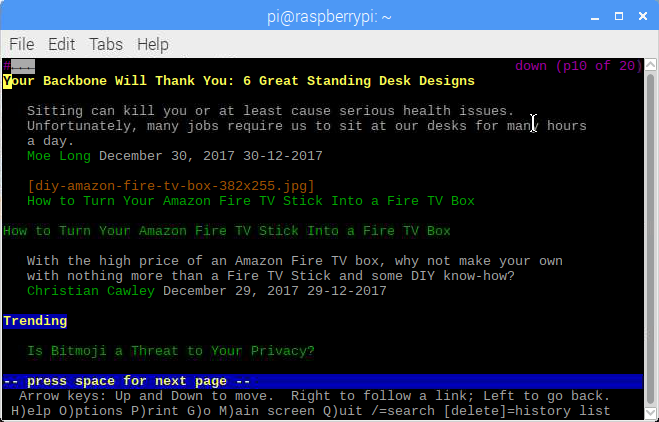 Browse the web in the terminal with Lynx