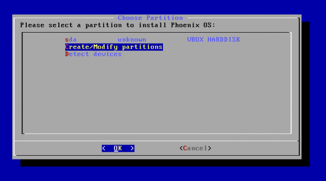 create/modify partitions