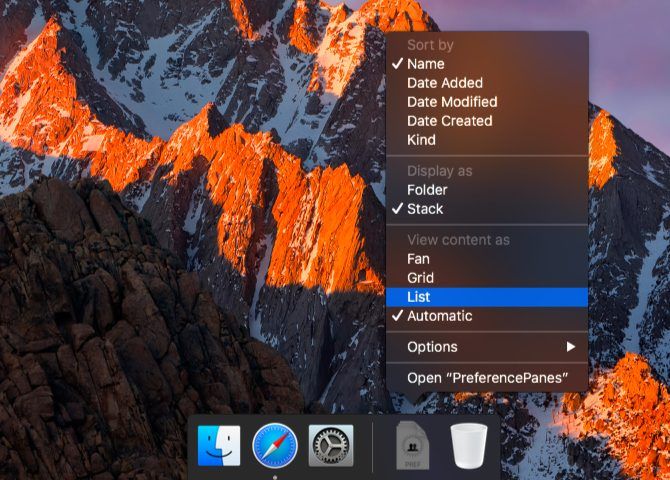 Mac System Preferences via the dock