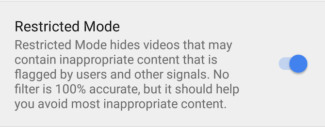 youtube restricted mode -android parental controls