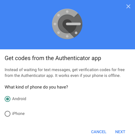 Google Authenticator new phone type