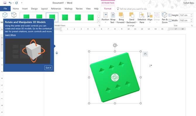 How to Add 3D Models to Microsoft Office Documents and Presentations