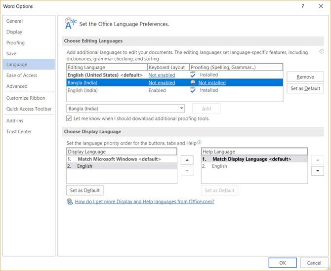 how to change office language