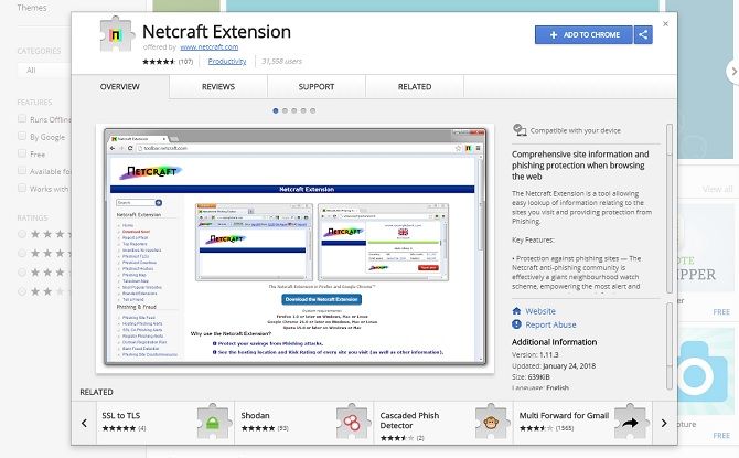 chrome security extensions - netcraft extension