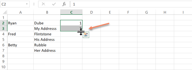 ô tự động điền excel