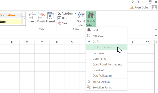 excel autofill find &amp; select