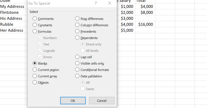 lựa chọn tự động điền excel