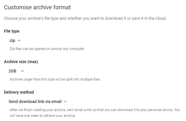 Create Gmail archive