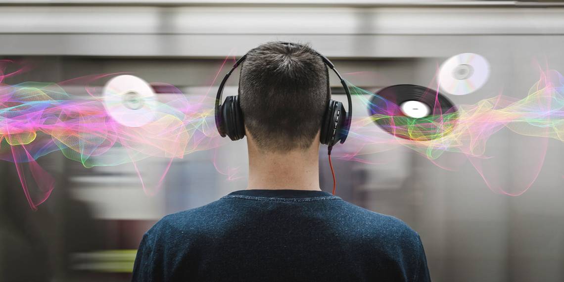 Man connecting to music