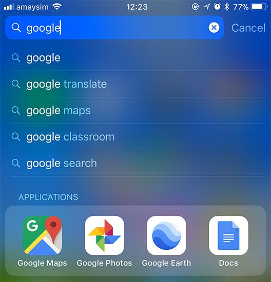 7 Tipps für eine effektivere Organisation Ihrer iPhone- oder iPad-Apps - google search app