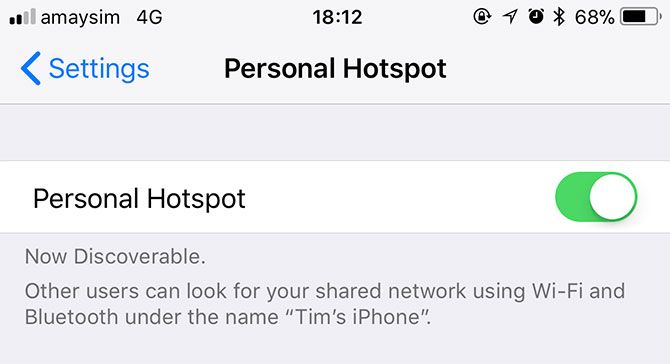 iPhone terms - Personal Hotspot
