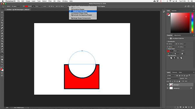 subtract shape in photoshop