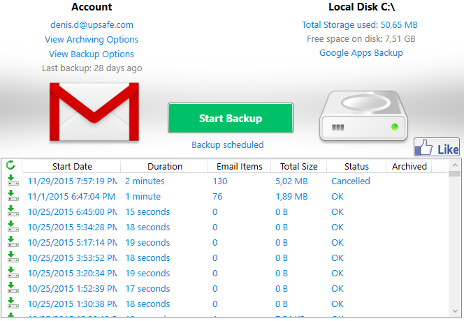 backup gmail to hard drive