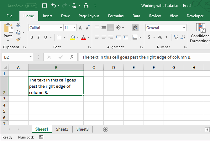 Text wrapped automatically in a cell in Excel