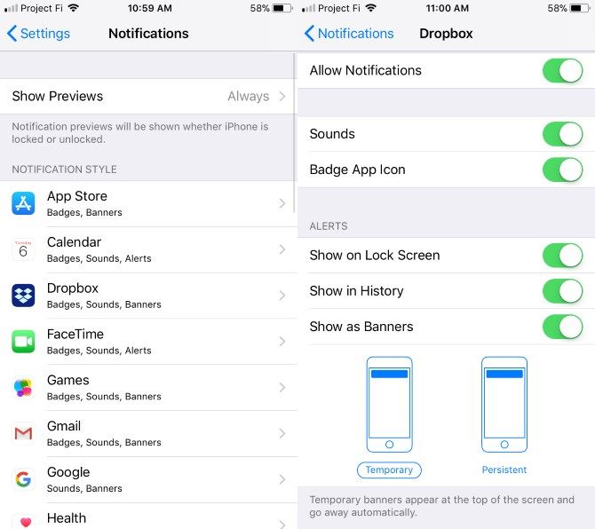 set up new iphone - Notification Settings