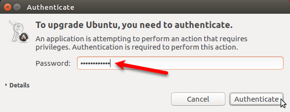 Authenticate for upgrade to Ubuntu 17.10