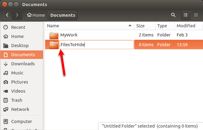 Rename a hidden folder in Nautilus in Ubuntu