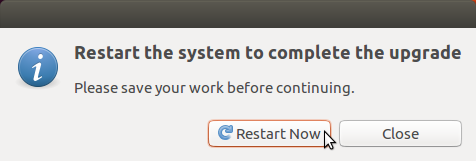Restart the system after the upgrade