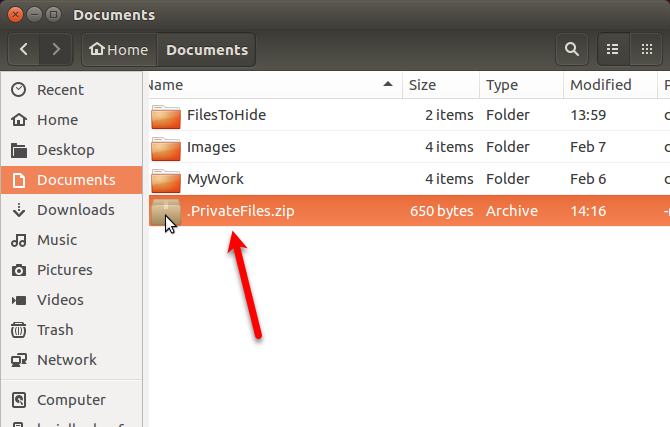 Hidden ZIP file shown in Nautilus in Ubuntu